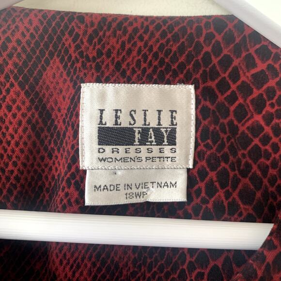 Vintage LeslieFay Jacket Blazer Red Animal Print Coat Size 18W Plus Petite Short - Picture 3 of 3